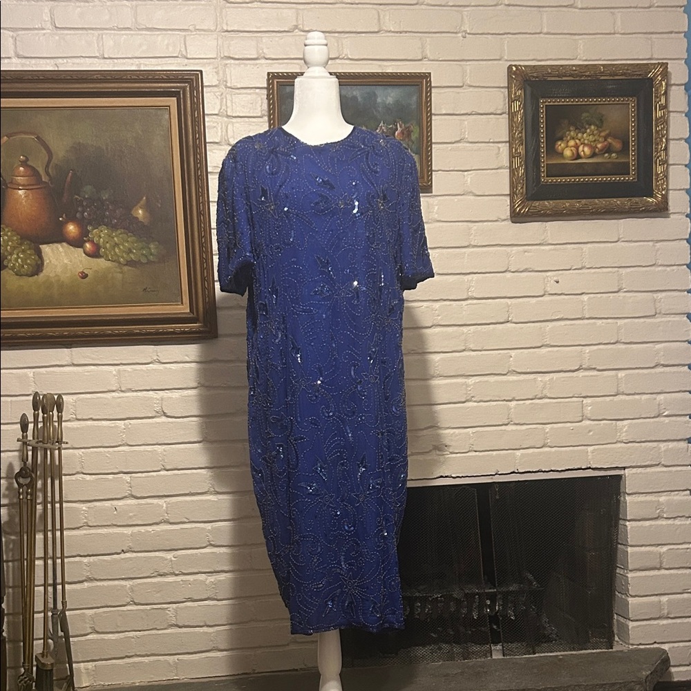 Vintage Blue Sequin Dress